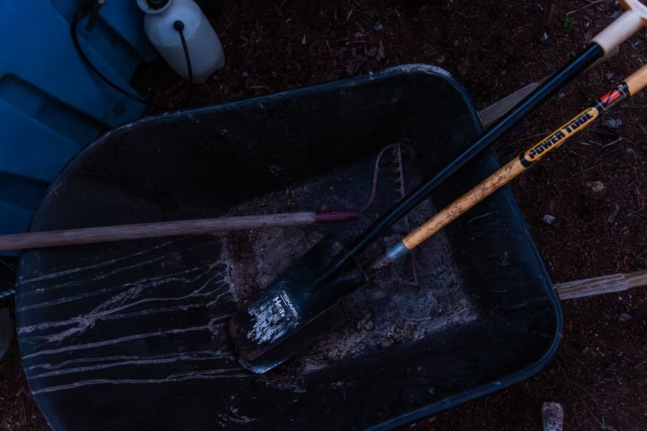 wheelbarrow garden soil